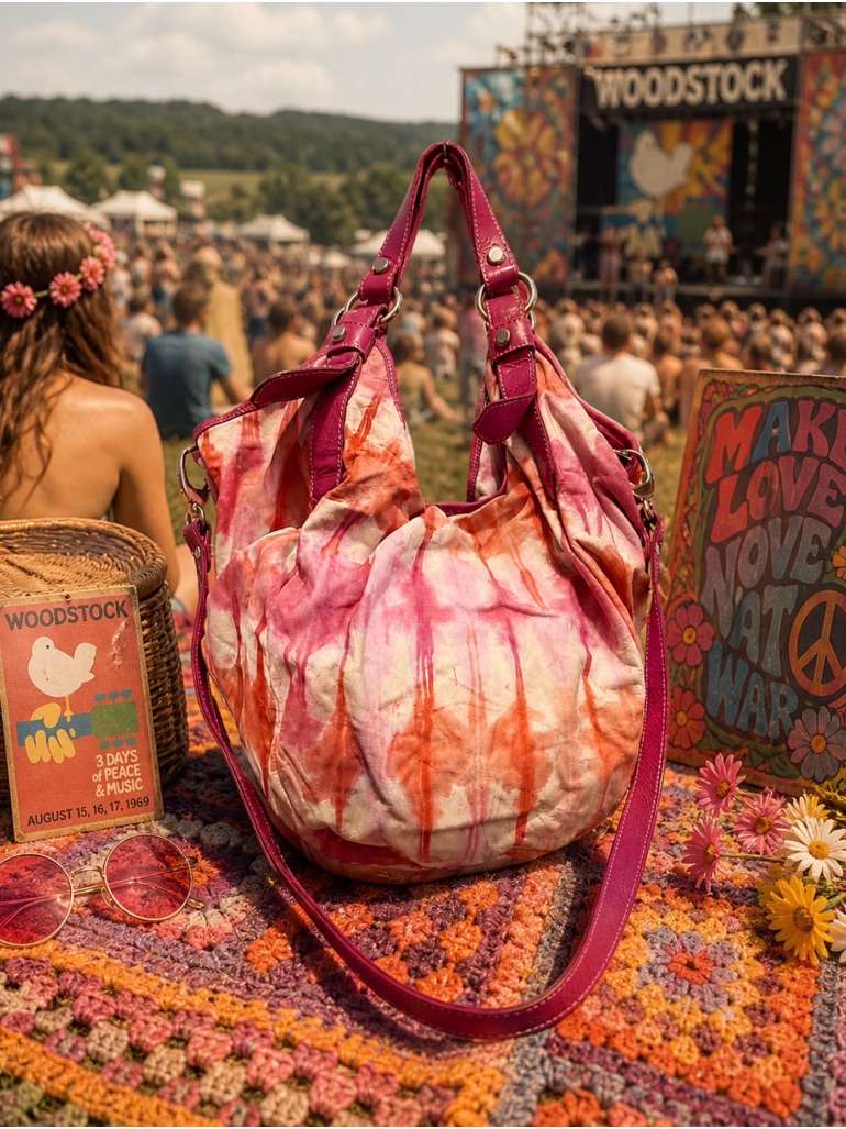 Pietro Alessandro Pink And Orange Tie-Dye Shoulder/Crossbody Hobo Bag
